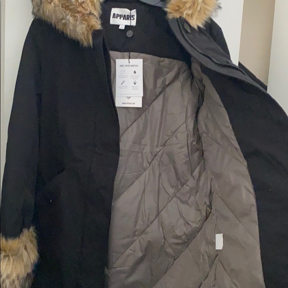 Apparis faux fur coat- Black size L- brand new - Picture 4 of 8